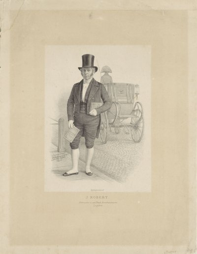 Portræt af J. Robert med vogn J. Robert (titel på objekt) af Johann Peter Berghaus