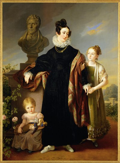 Freifrau Josefine Dietrich-Landsee, for nylig enke, med sine to døtre Josephine og Anna (maleri på lærred) af Johann Peter Krafft