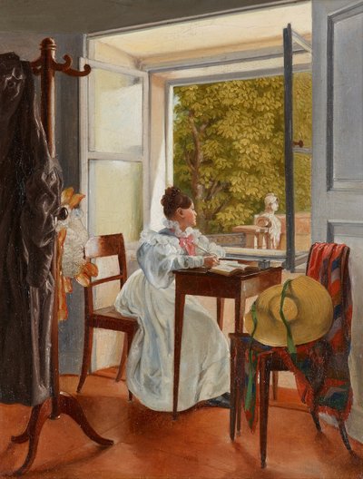 Marie Krafft ved sit skrivebord af Johann Peter Krafft