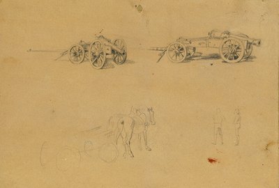 Studie til kanoner, hærudstyr af Johann Peter Krafft