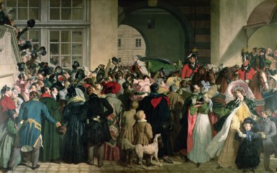 Frans I af Østrigs (II af Det Hellige Romerske Rige) (1768-1835) tilbagevenden til Presburg den 27. november 1809, 1828-32 (enkaustisk) af Johann Peter Krafft