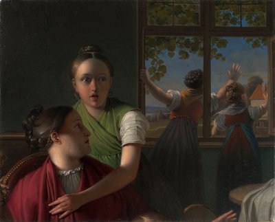 Fire piger i et værelse af Johann Peter Krafft