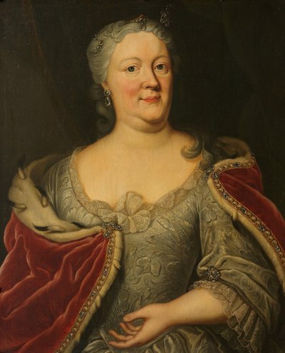 Portræt af Maria Louisa van Hessen-Kassel, kaldet Maaike-Meu. Enke efter Stadtholderen af ​​Friesland John Willem Friso, Prins af Orange-Nassau af Johann Philipp Behr