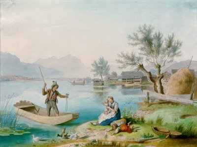 Fiskerfamilie ved Chiemsee af Johann Philipp Heinel