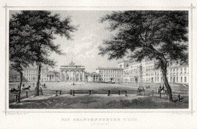 Brandenburger Tor, Berlin, 1800-tallet. af Johann Poppei