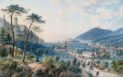 Udsigt over Weilburg Palace i Baden nær Wien af Johann Raulino