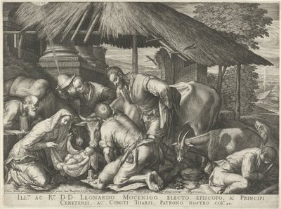Tilbedelse af hyrderne med sovende hyrde dreng af Johann Sadeler (I)