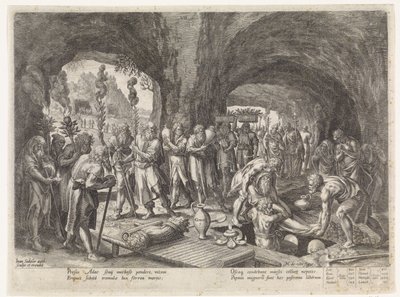 Adams begravelse Historien om Sets familie / Bedømme de gode og de dårlige (serietitel) Bonorum et Malorum consensio (serietitel) af Johann Sadeler (I)