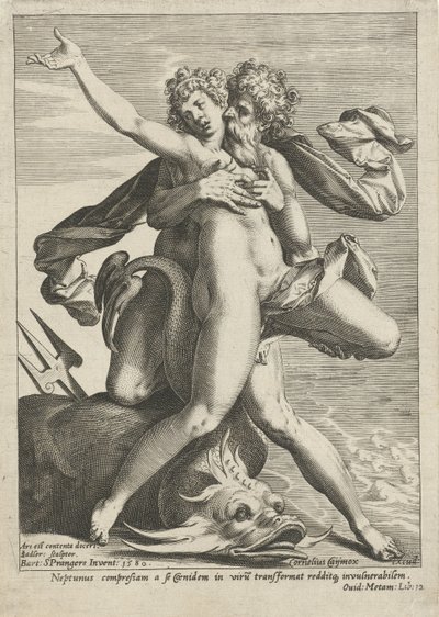 Caenis omfavnet af Neptun af Johann Sadeler (I)