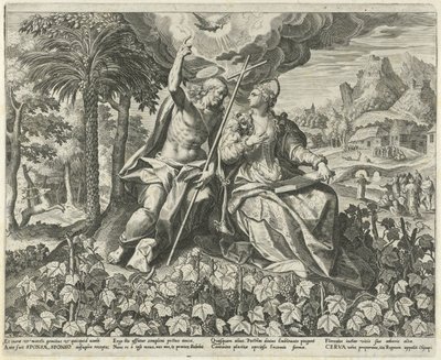 Kristus og hans brud i en vingård Song of Solomon (serietitel) Canticum Canticorum (serietitel) af Johann Sadeler (I)