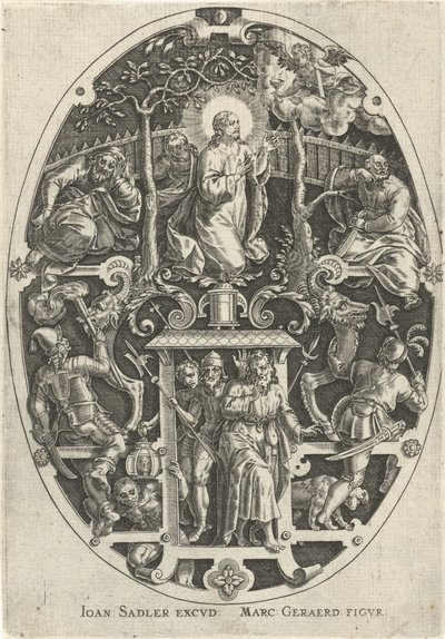 Kristus i Getsemane have Passie van Christus (serietitel) The Passion of Christ, Our Redemption (serietitel) af Johann Sadeler (I)