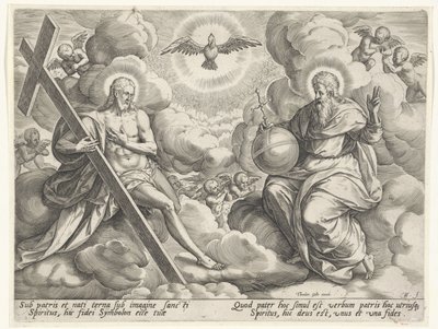 Den hellige treenighed i skyerne af Johann Sadeler (I)