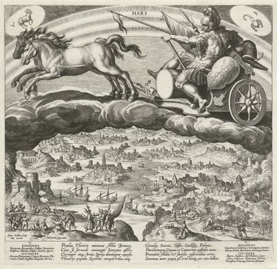 Planeten Mars og dens indflydelse på verden De syv planeter (serietitel) Planetarum effectus et eorum i stjernetegn (serietitel) af Johann Sadeler (I)