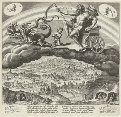 Planeten Saturnus har indflydelse på verden De syv planeter (serietitel) Effekter af planeterne og deres tegn i stjernetegn (serietitel) af Johann Sadeler (I)