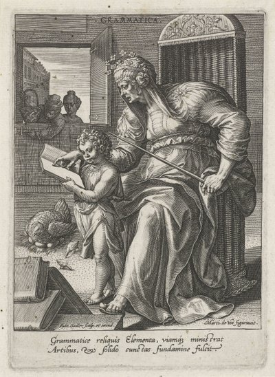 Grammatik (titel på objekt) De syv liberale kunster (artes liberales) (serietitel) af Johann Sadeler (I)