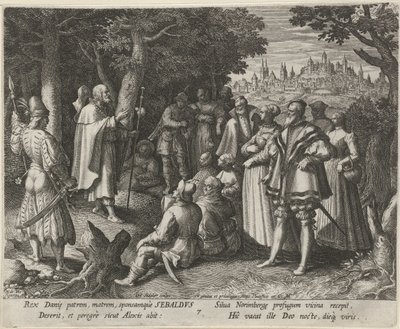 Sankt Sebaldus af Nürnberg som eneboer Eremitternes dydige liv (serietitel) Trophaeum vitae solitariae (serietitel) af Johann Sadeler (I)