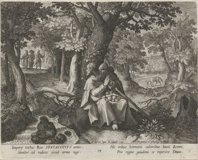 Sankt Suatacopius som Eremit Eremitternes dydige liv (serietitel) Trophaeum vitae solitariae (serietitel) af Johann Sadeler (I)