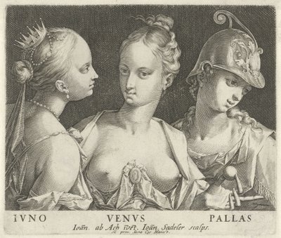 Juno, Venus og Minerva Ivno Venvs Pallas (titel på objekt) af Johann Sadeler (I)