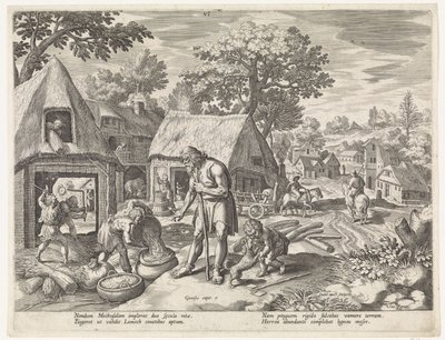 Methusalem og hans børn Historien om Sets familie / Bedømme de gode og de dårlige (serietitel) Bonorum et Malorum consensio (serietitel) af Johann Sadeler (I)