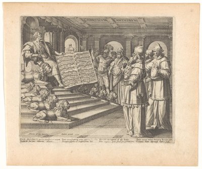 Motettryk og titelblad med Salomon som komponist af Højsangen Canticum Canticorum (titel på objekt) Song of Solomon (serietitel) af Johann Sadeler (I)