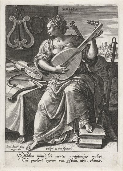 musik Musica (titel på objekt) De syv liberale kunster (artes liberales) (serietitel) af Johann Sadeler (I)