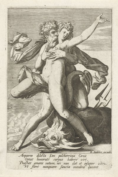 Neptun overrasker Caenis af Johann Sadeler (I)