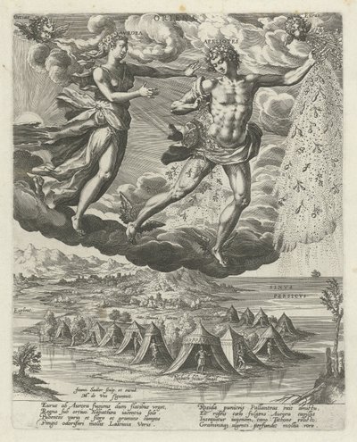 østenvind Oriens (titel på objekt) De fire vinde (serietitel) af Johann Sadeler (I)