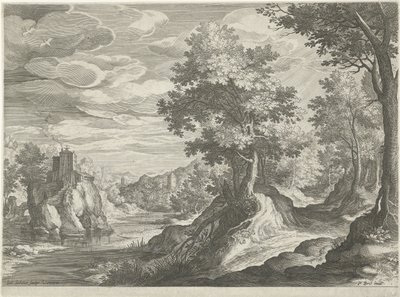 Flodlandskab med et slot af Johann Sadeler (I)