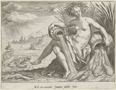Vand Aqva (titel på objekt) De fire elementer (serietitel) af Johann Sadeler (I)