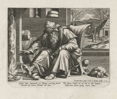Vinter Hyems (titel på objekt) De fire årstider (serietitel) af Johann Sadeler (I)