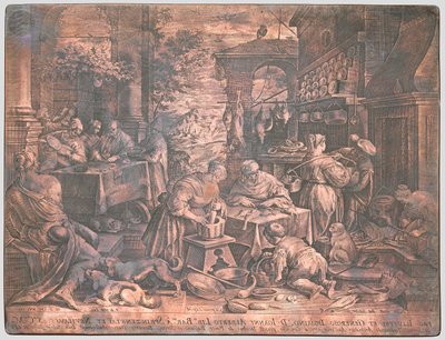 Kobberplade til The Rich Man og Lazarus af Johann Sadeler I