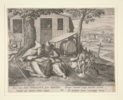 De hellige Romuald og Marinus (fra Oraculum Anachoreticum, 20) af Johann Sadeler I