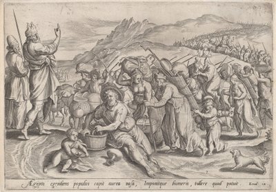 Udvandringen fra Egypten, ca. 1585. af Johann Sadeler I
