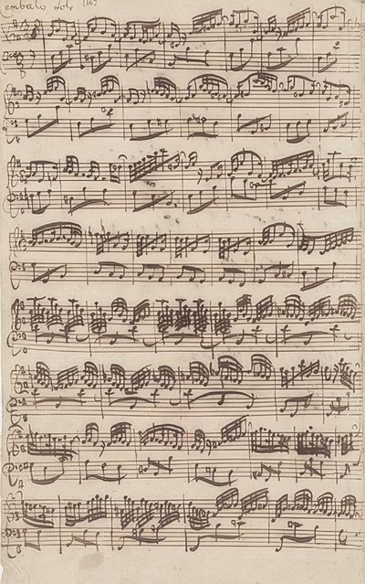Allegro (cembalo-solo) fra første version af Sonate nr. 6 i G-dur for violin og cembalo obbligato. 1725 af Johann Sebastian Bach