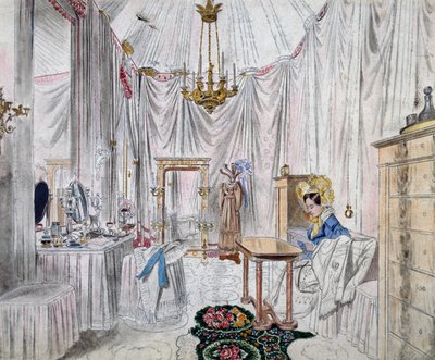 Kejserinde Carolina Augustas omklædningsrum på slottet i Wien, akvarel på papir af Johann Stephan Decker (1784-1844) af Johann Stephan Decker