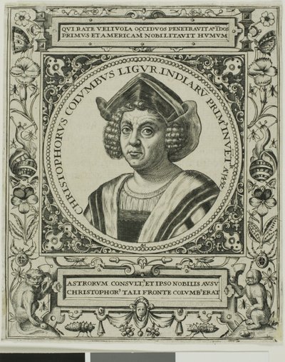 Christopher Columbus, frontispice fra bind 5 af Theodor de Brys Amerika af Johann Theodor de Bry