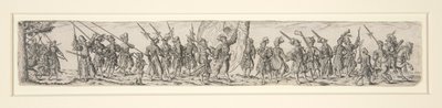 Marcherende soldater med en fanebærer af Johann Theodor de Bry