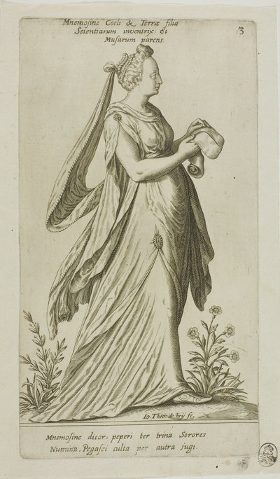 Mnemosine (Memory), plade 3 fra Parnassus Biceps af Johann Theodor de Bry