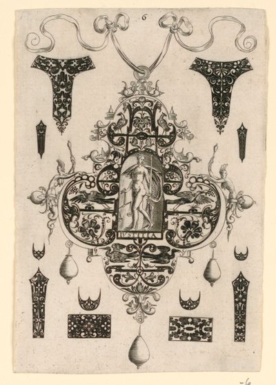Plade 6, fra en serie på otte vedhængsdesign med kardinaldyderne af Johann Theodor de Bry