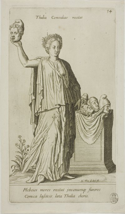 Thalia, komediens muse, plade 14 fra Parnassus Biceps af Johann Theodor de Bry