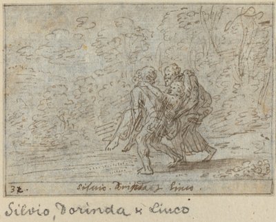 Silvio, Dorinda og Linco, 1640. af Johann Wilhelm Baur