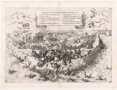 Slaget ved Oosterweel, 1567 Pugna ad Osteruelam, Margarita Parmensi Gubernatrice. 1567 (titel på objekt) af Johann Wilhelm Baur
