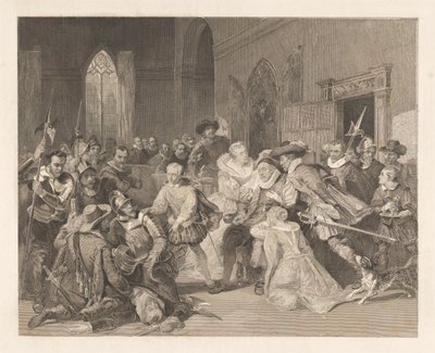 Jean de Jaureguis angreb på prins William I den 18. marts 1852 af Johann Wilhelm Kaiser (I)