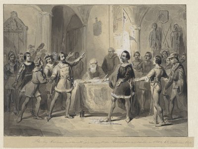 Hertug Willem forbinder med de hollandske adelsmænd og byer af Johann Wilhelm Kaiser (I)