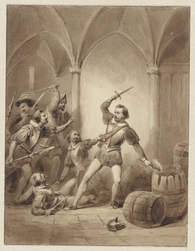 Herman de Ruyters død i Loevesteyn, 1570 af Johann Wilhelm Kaiser (I)