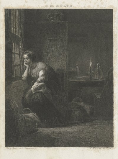 Kvinde med barn ved et vindue af Johann Wilhelm Kaiser (I)