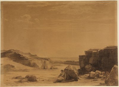Hagar i ørkenen (1. Mosebog 21, 16) af Johann Wilhelm Schirmer