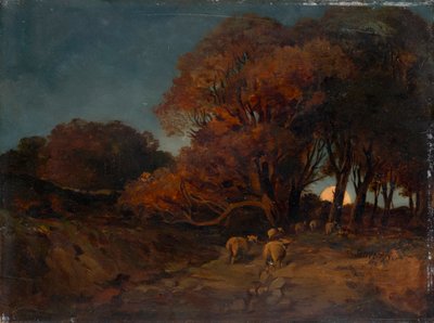 Efterårsskov i måneskin af Johann Wilhelm Schirmer