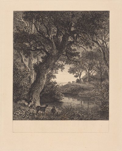 Jægere forlader en skov af Johann Wilhelm Schirmer