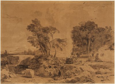 Kains og Abels ofre (1. Mosebog 4, 4-5) af Johann Wilhelm Schirmer
